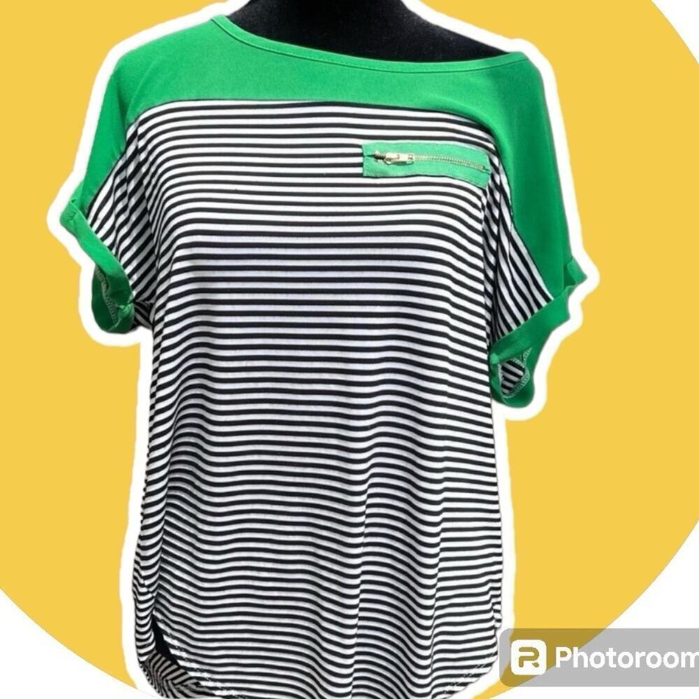 LOVE NATION women’s top, Medium-Large women's, green, white and black